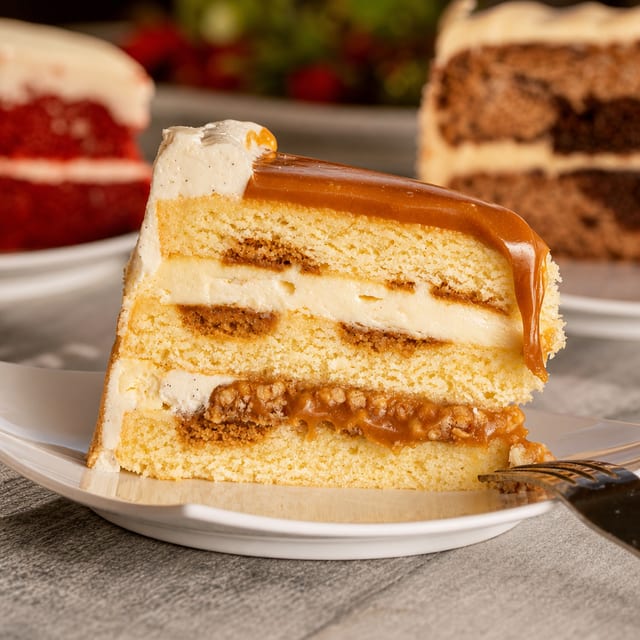 Caramel Vanilla Crunch Cake.