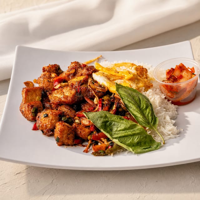 Spicy Basil Chicken Stir Fry.